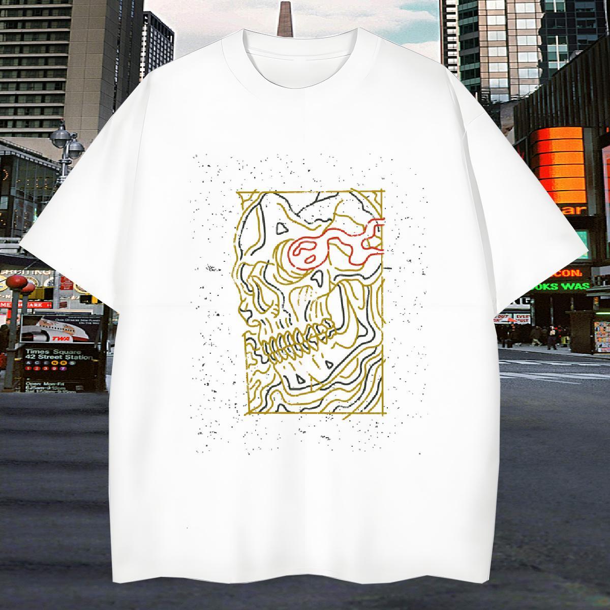 Comfortable Man T Shirts 230g Cotton skull Street DIY Logo Oversized Crew Neck Breathable Men Tops Tees Custom Top Tees