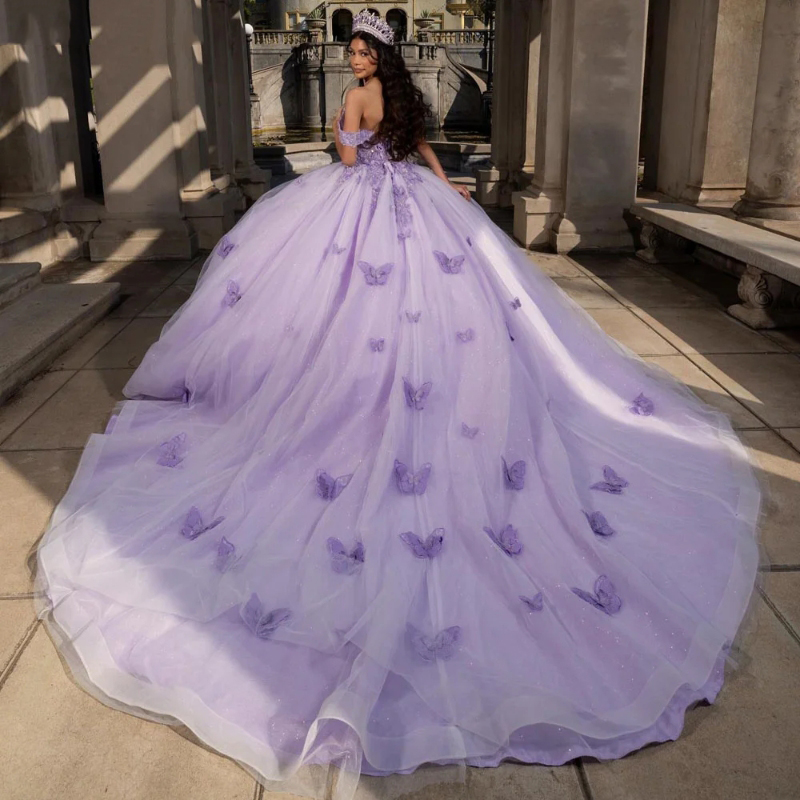 New Off Shoulder Quinceanera Dress 2024 Purple Vestidos De 15 Anos Ball Sweet 16 Birthday Party Gown Pageant Miss Princess