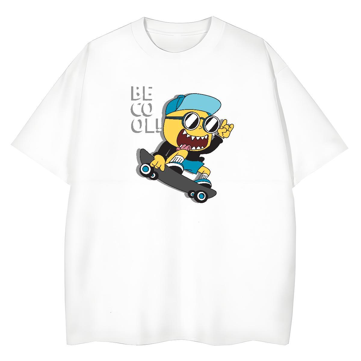 Loose fit Couples T Shirts 230g 100% Cotton America Street Wear Woman T Shirts O-Neck Short Sleeve Anime Print Tee Shirt