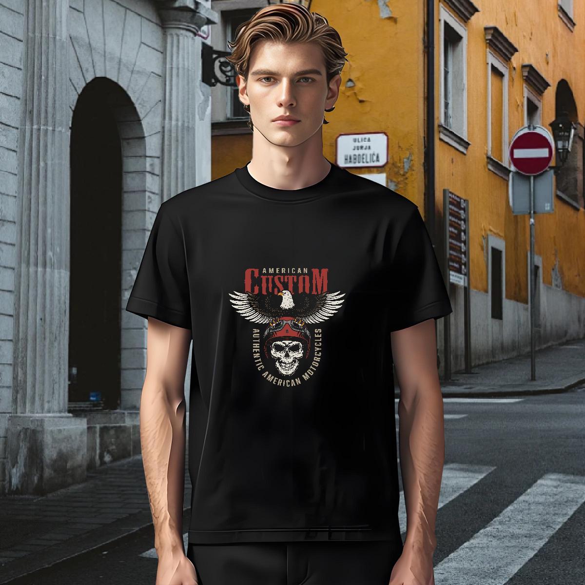 Cool Design T Shirts Men 100% Cotton 230g skull Hip Hop Street Anime Print Short Sleeve Soft Men Tees 2024 Clothings