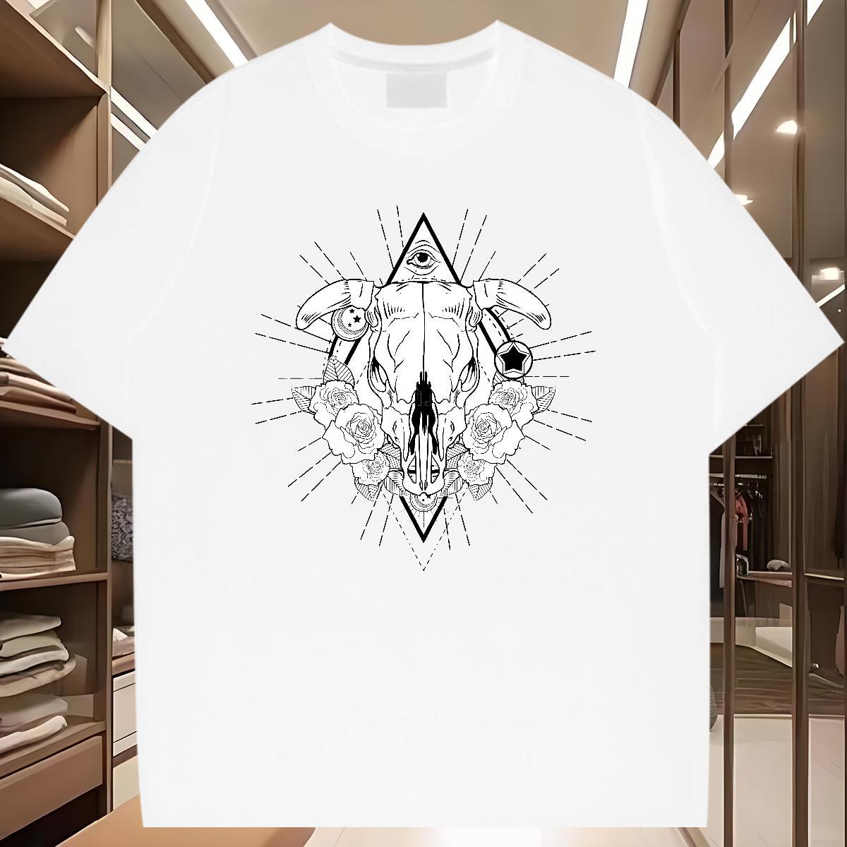 Cool Design T Shirts Men 230g Cotton eye of the devil Casual Daily Wear Custom Printed Breathable Short Sleeve Men Tees 2024 Designer Tops