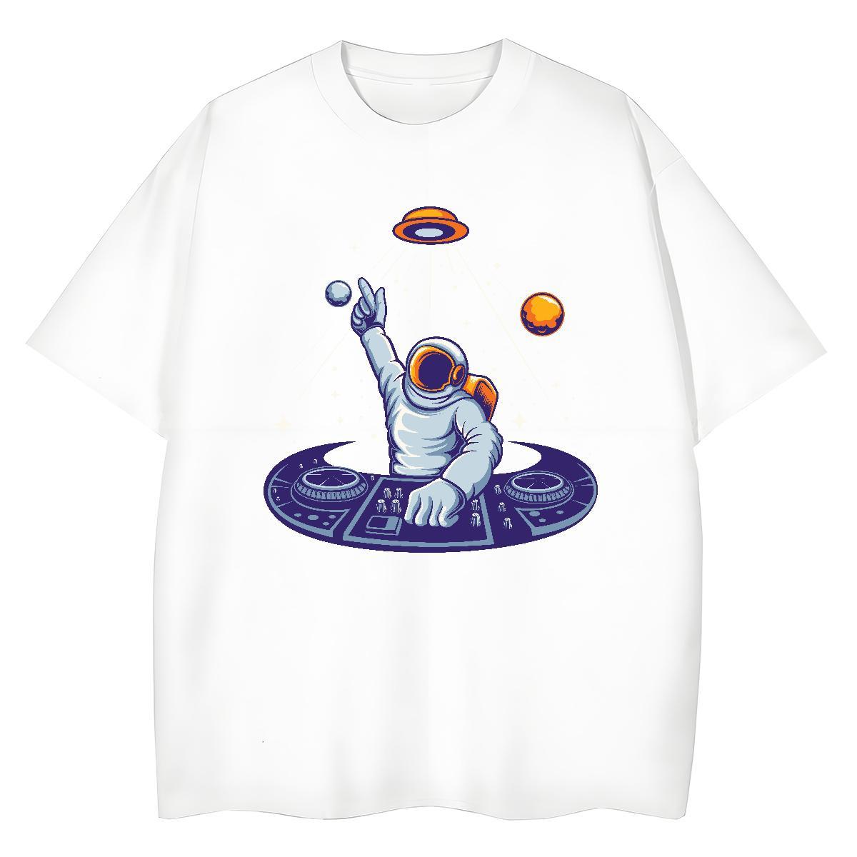 Popular Couples T Shirts 230g Cotton cosmonaut Street Casual Women T Shirts Crew Neck Breathable Anime Oversized Top Shirts