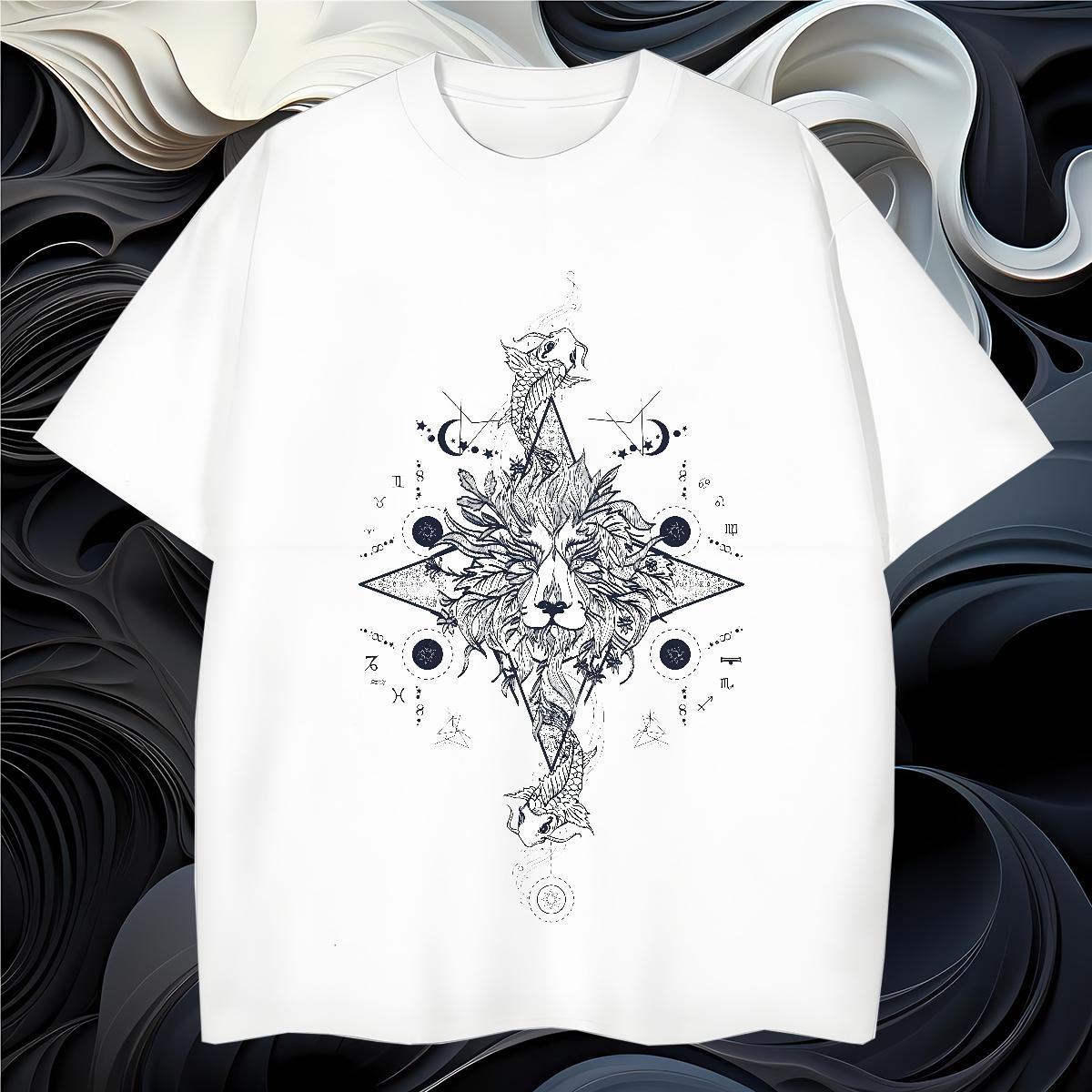 Unisex Man T Shirts 230g Pure Cotton eye of the devil Spring Summer White Plus Size Breathable Crew Neck Men Tops Tees New Tshirts
