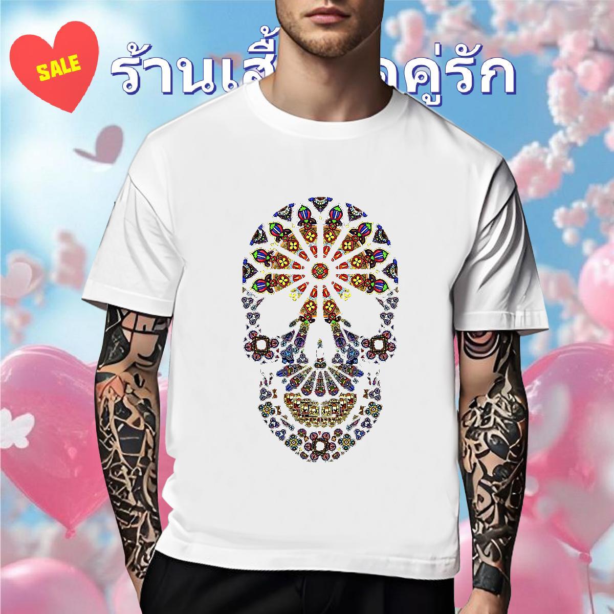Cool T-Shirts 230g 100% Cotton skull Sports Casual DIY Breathable Crew Neck Men Tshirts Brand Clothings