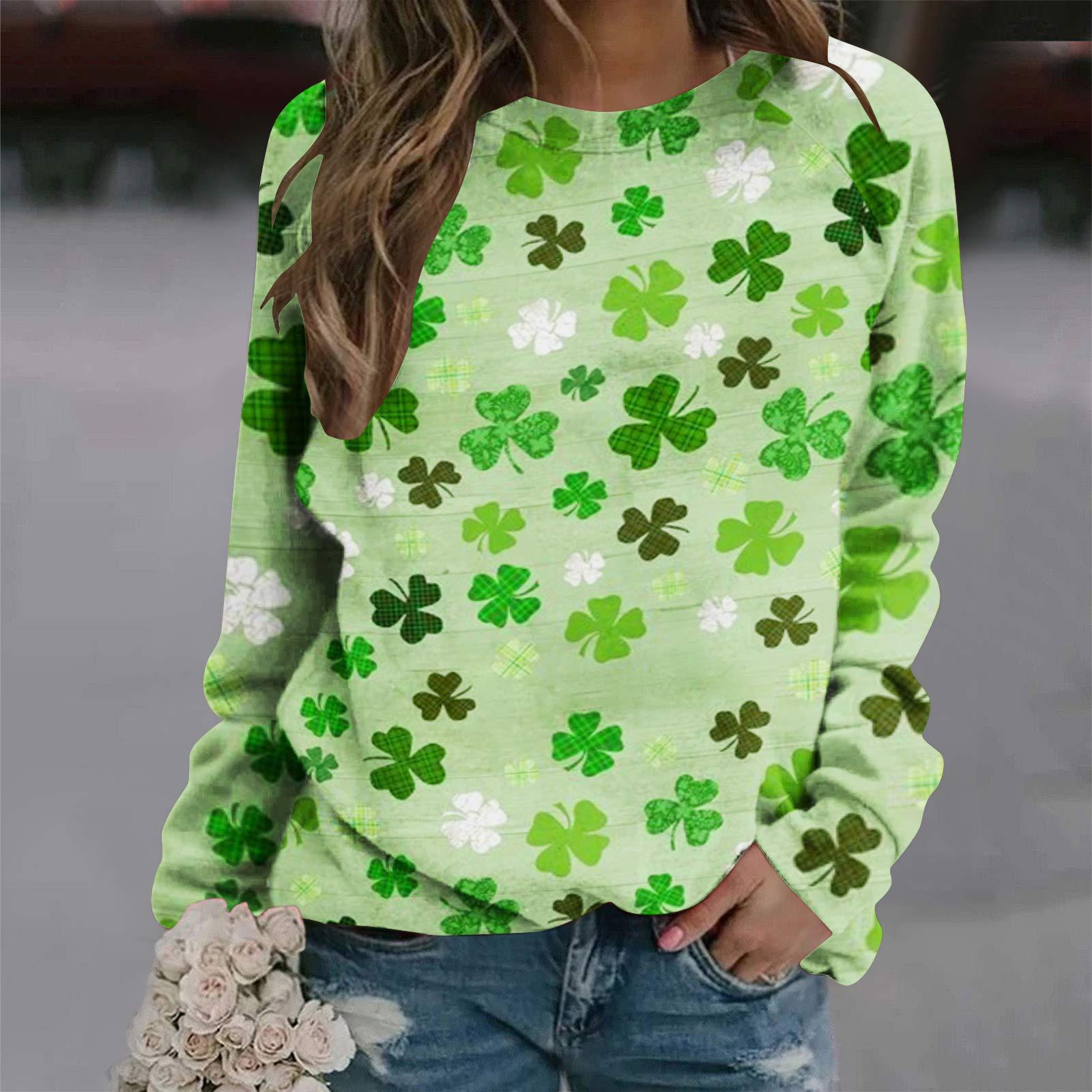 Autumn Product Clover Printed Women's Round Neck Hoodie Casual Top dongdumaoyi