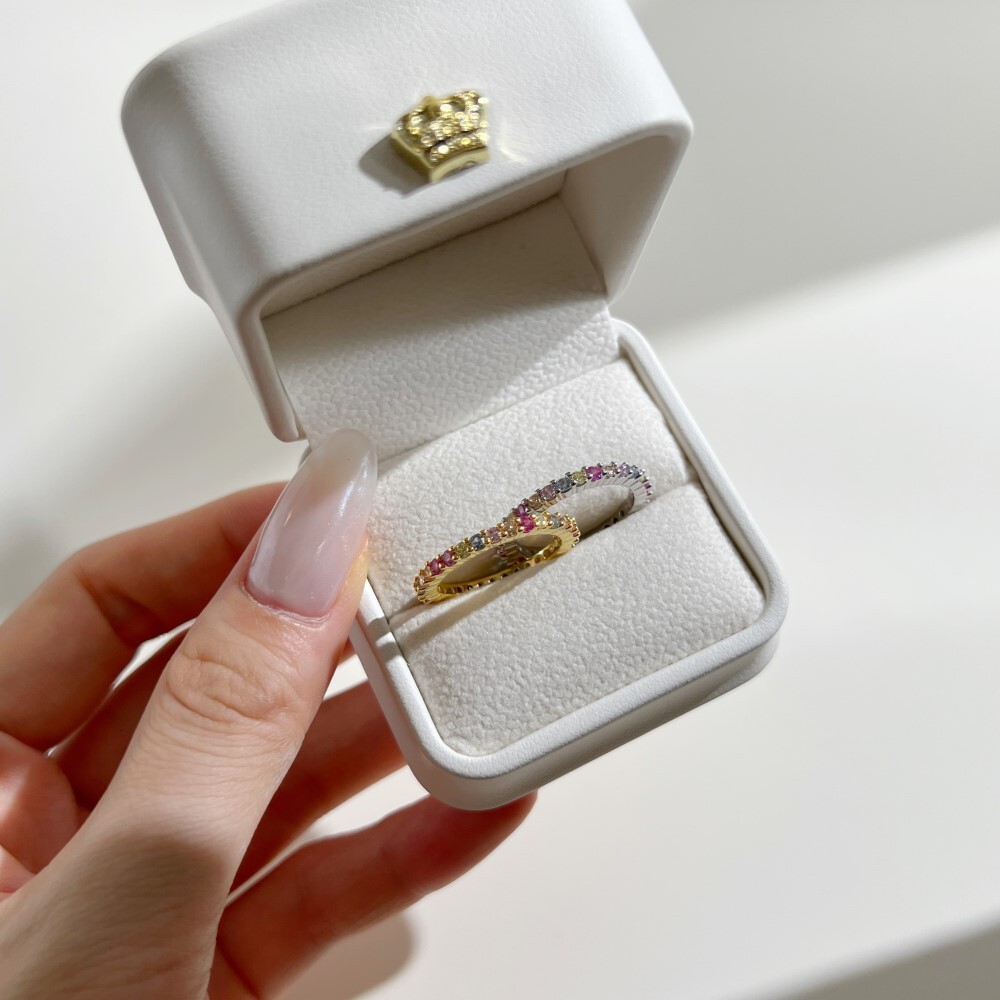 Japanese and Korean Light S Pure Sier Women's High end Colored Zircon Inlaid tail Series Temperament Closed Ring