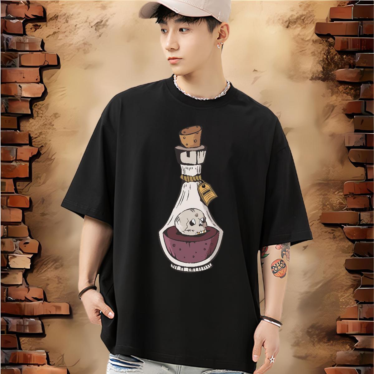 Cool T-Shirts 100% Cotton 230g bottle Street Wear DIY O Neck Short Sleeves Couples T Shirts 2024 New Top Tees