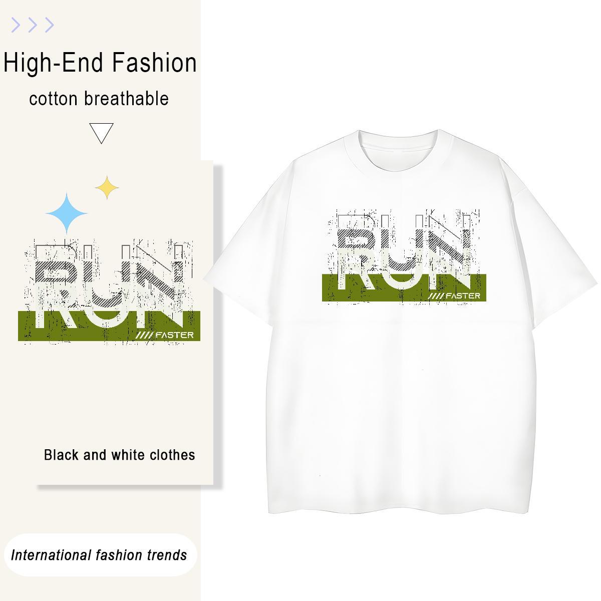 Loose fit Women Tees 100% Cotton 230g letter Sports Street Wear Women T Shirts Crew Neck Breathable Plus Size Custom Clothes