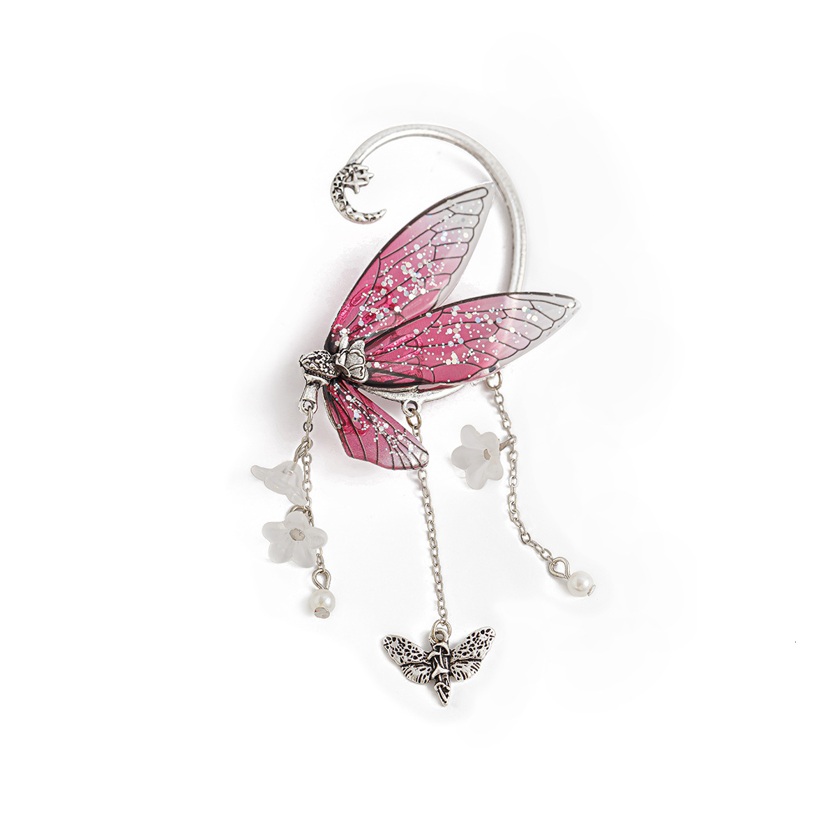 Forest style elf tassel hanging, butterfly shaped earring accessory, wing ear clip