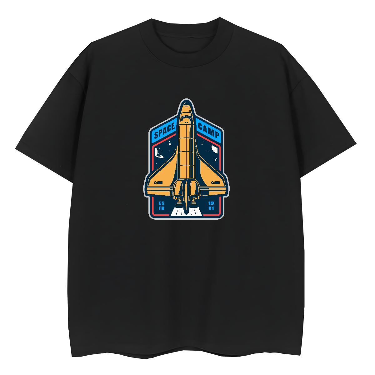 Free Shipping Woman Tshirt 100% Cotton 230g outer space High Street Hip Hop T Shirts Women O-Neck Short Sleeve DIY Printed Tops Shirt