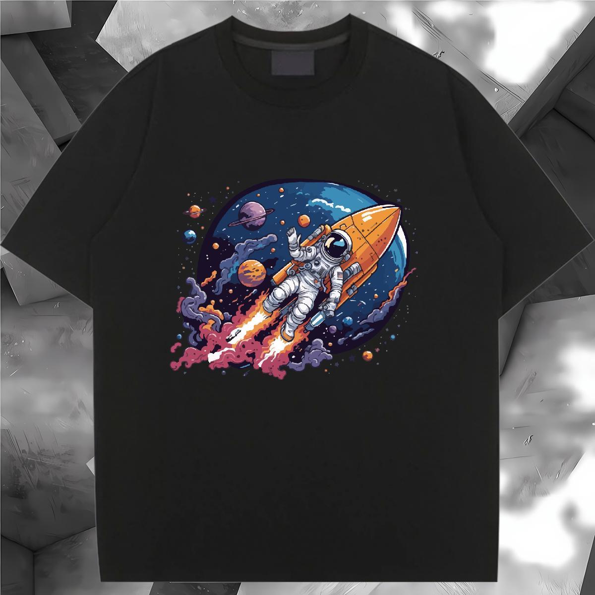 Loose Women Tshirts 230g 100% Cotton universe Sports Casual T-Shirts for Women Breathable Crew Neck Plus Size Custom Tees Shirts