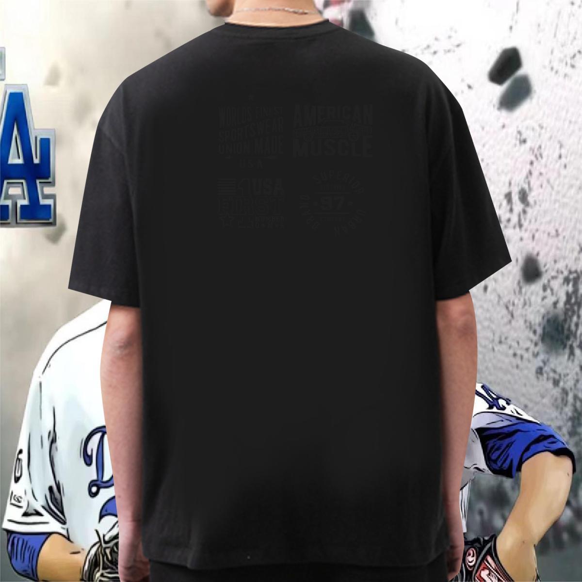 Wholesale Men T Shirts 100% Cotton 230g letter Sport Anime Print O Neck Short Sleeves Men Tops Tees Factory Direct Clothes