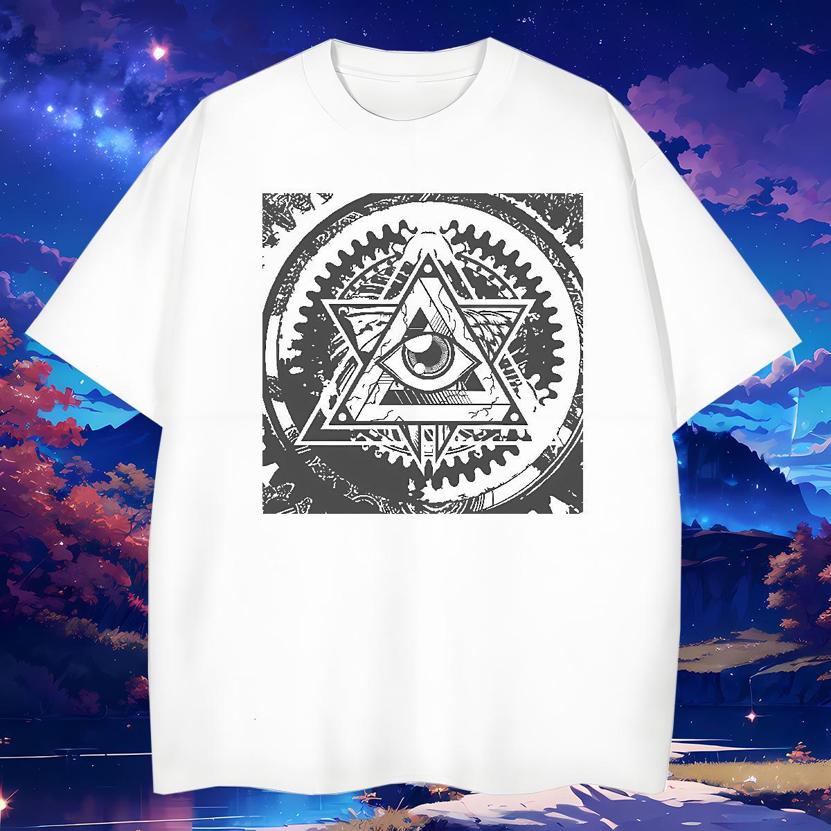 Classic Man T Shirts 230g Pure Cotton eye of the devil Street Wear DIY Printed Breathable Short Sleeve Men Tops Tees Free Shipping Tees Shirts