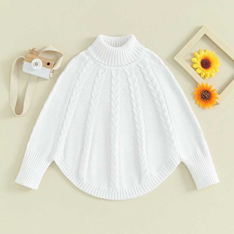 1-6Y Childrens Girls Solid Color Sweater 2023 Autumn Winter Baby Long Bat Sleeve Turtle Neck Knitted Sweater Clothing Childrens ClothingW240824