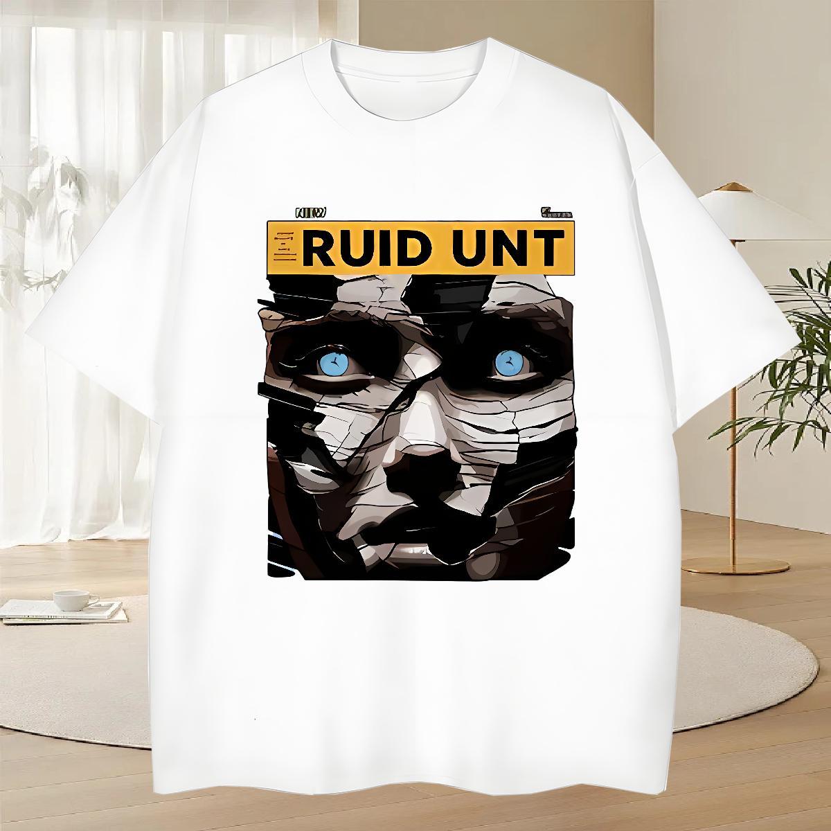 Loose T-Shirts 230g Pure Cotton letter High Street Hip Hop Cartoon Printing L-4XL O Neck Short Sleeves Men Clothes T-Shirt Classic Casual Wear
