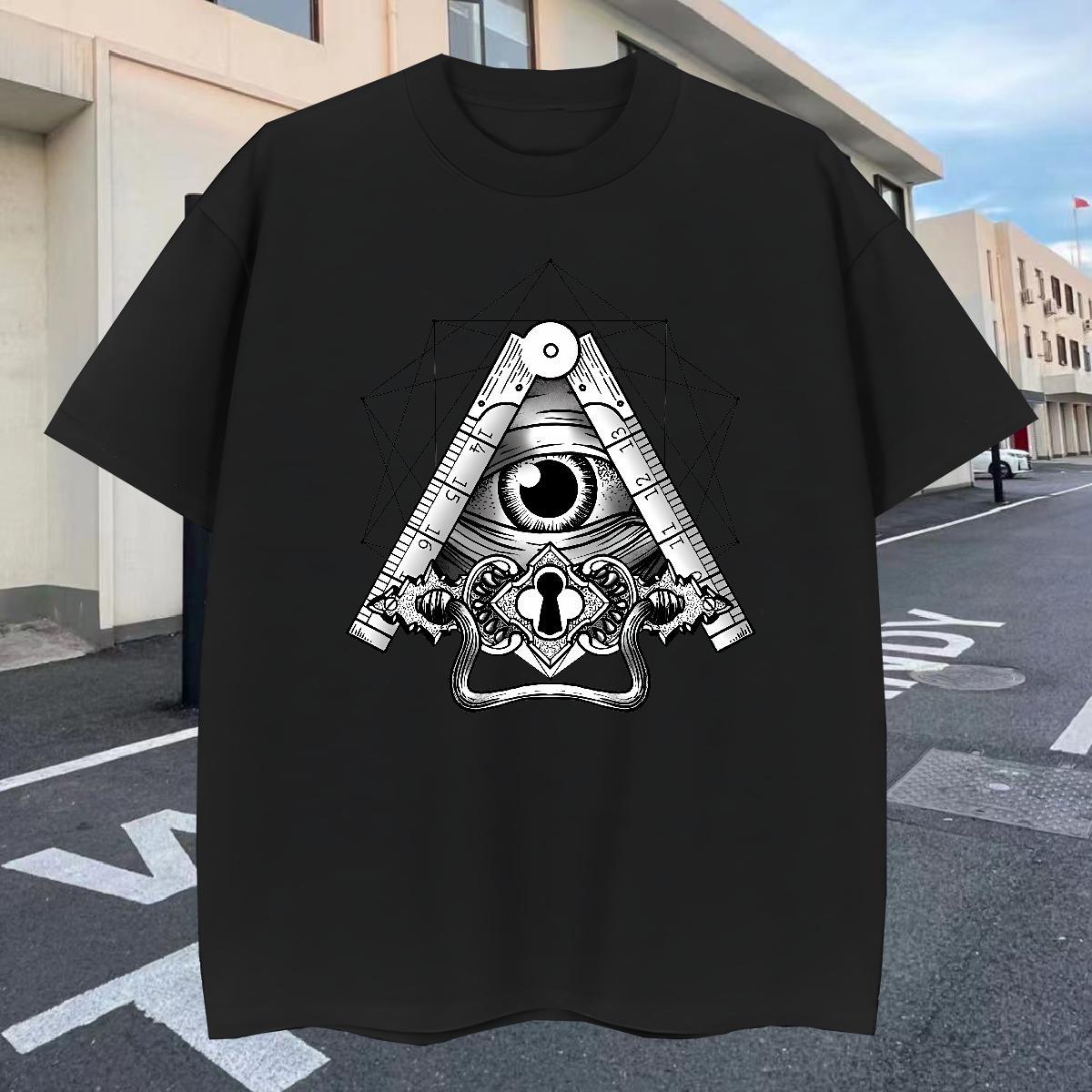 Designer Men T Shirts 230g Cotton eye of the devil Street wear Hip Hop Skull Breathable Mens Tshirts 2024 DIY Polos
