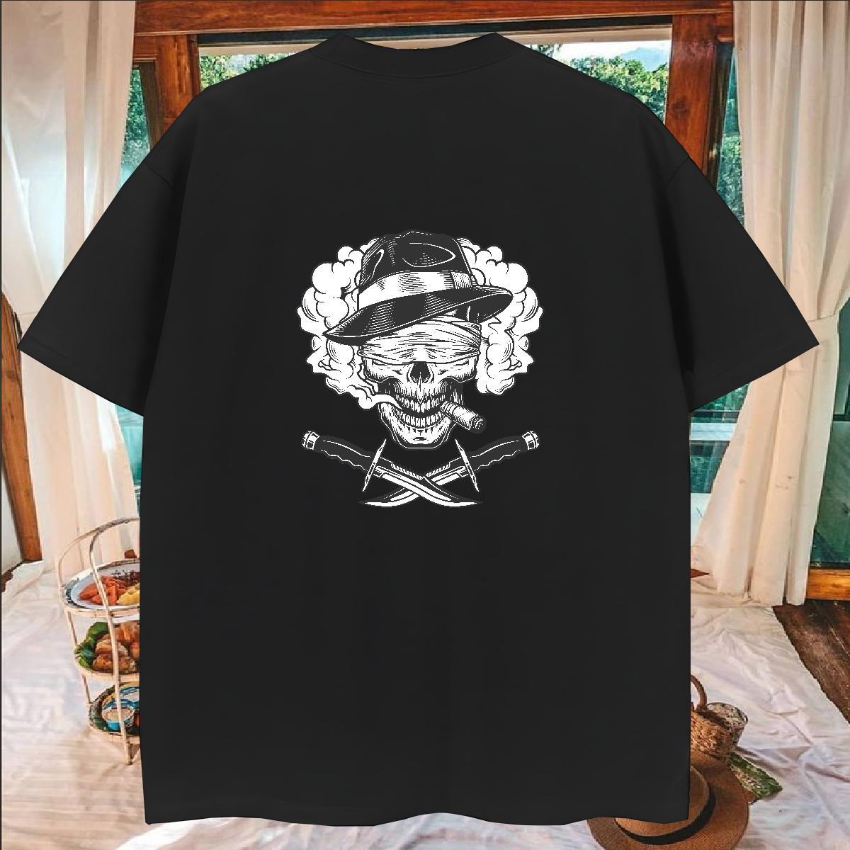 Designer Men T Shirts 230g Pure Cotton skull Anime Printing Street Asian Size Breathable Short Sleeve Mens Tshirts Fashion Clothings