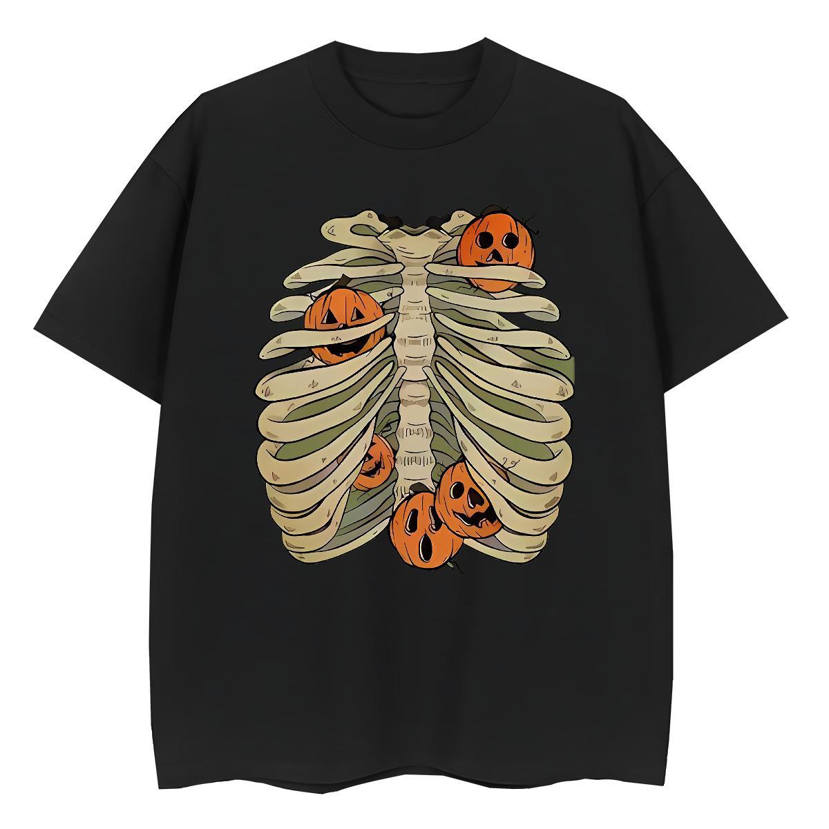 Unisex Men T Shirts 100% Cotton 230g pumpkin Casual Anime Print Short Sleeve O-Neck Tshirt for Man Woman Fashion Design Clothings