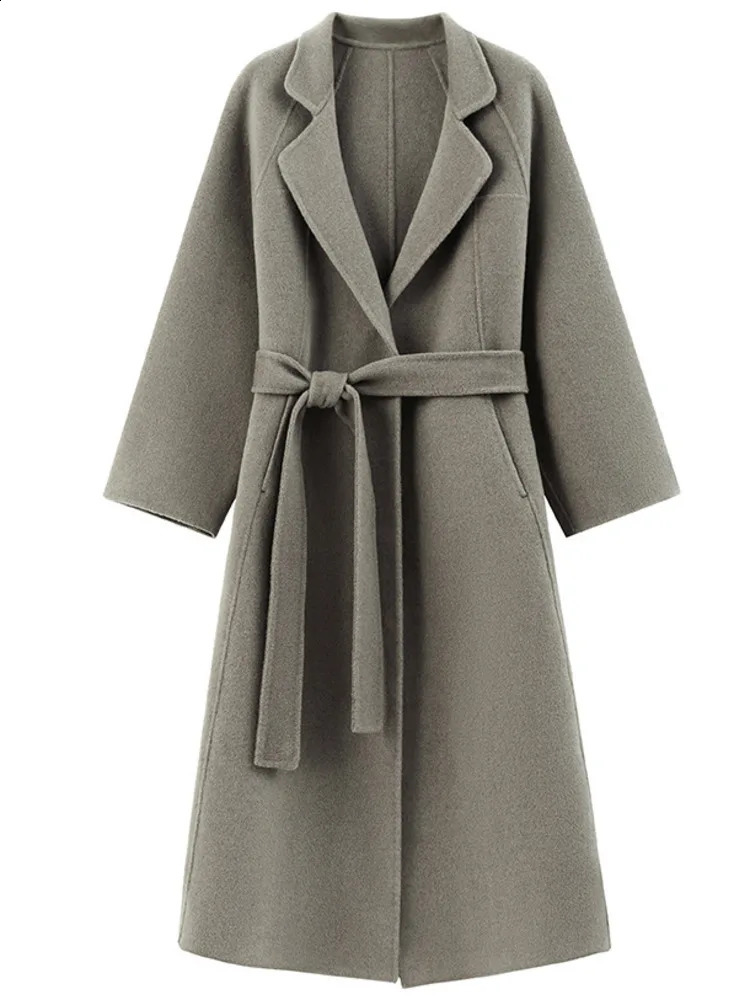LANMREM Double Sided Cashmere Coat For Women Medium Knee Length Loose Woolen Coats Female Fashion Autumn Winter 2DA8106 240826