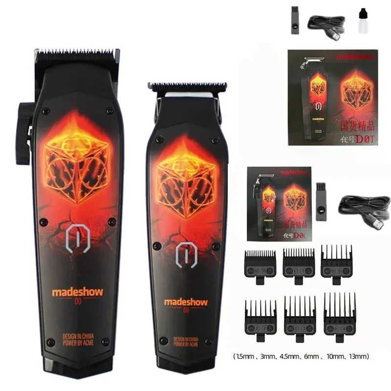 MadeShow D0C D0T New M10+M11 Professional Hair Clipper+Trimmer Set 0.1mm Mair Cutting T Blade High Speed High Quality W240824
