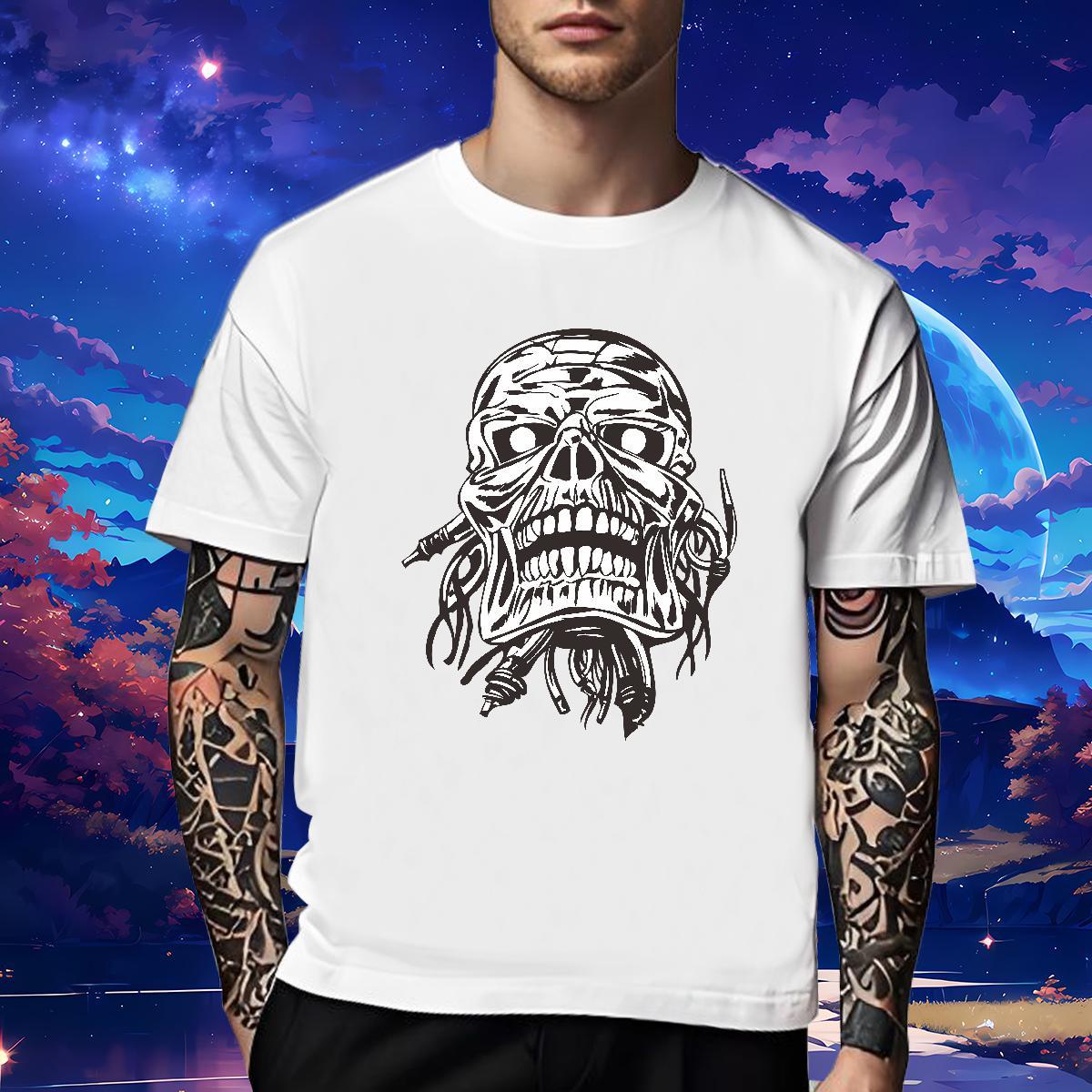 Unisex T Shirt For Man 230g 100% Cotton skull Sport DIY Breathable Crew Neck Tshirts Customized Tee Shirt