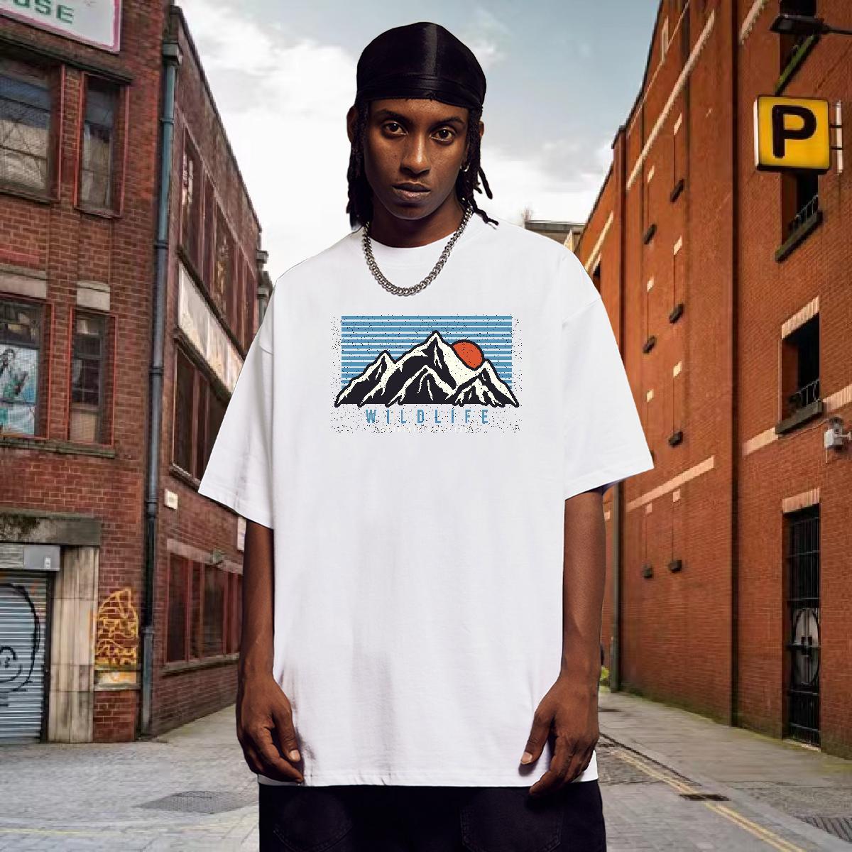 Popular Man T Shirts 230g Cotton mountains Street Custom Print Oversized Short Sleeve O-Neck Tshirt for Man Woman 2024 DIY Clothes