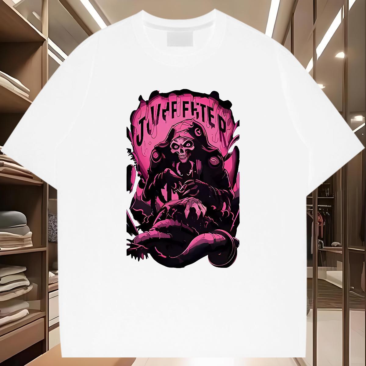 High Quality T Shirt For Man 230g 100% Cotton skull Summer Casual Floral Print Short Sleeve Soft Men Tops Tees Fashion New Tees Shirts