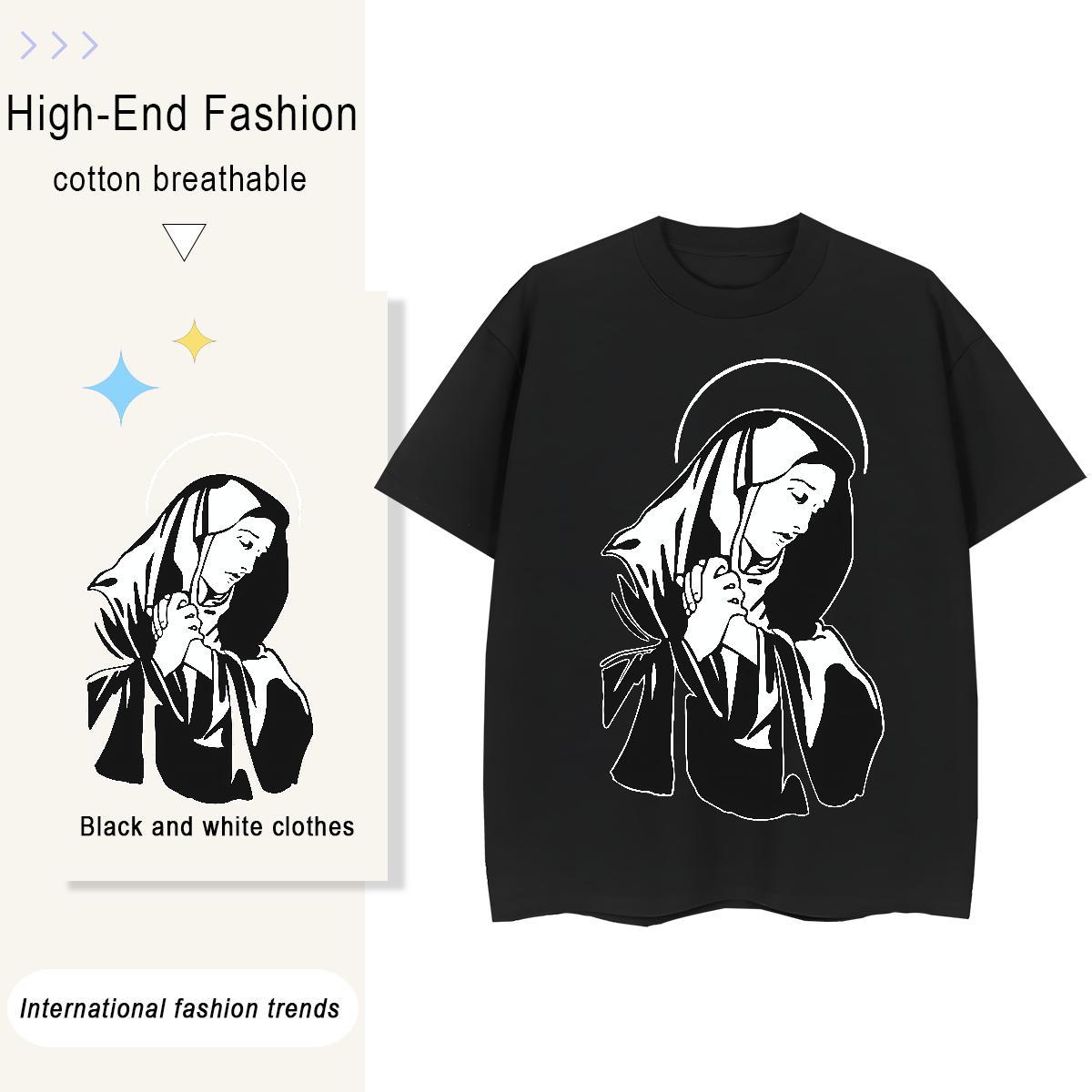 Nice Tshirt for Man Woman 230g Cotton pray Daily Outfit T-Shirts Short Sleeve O-Neck DIY Logo Clothes Shirt