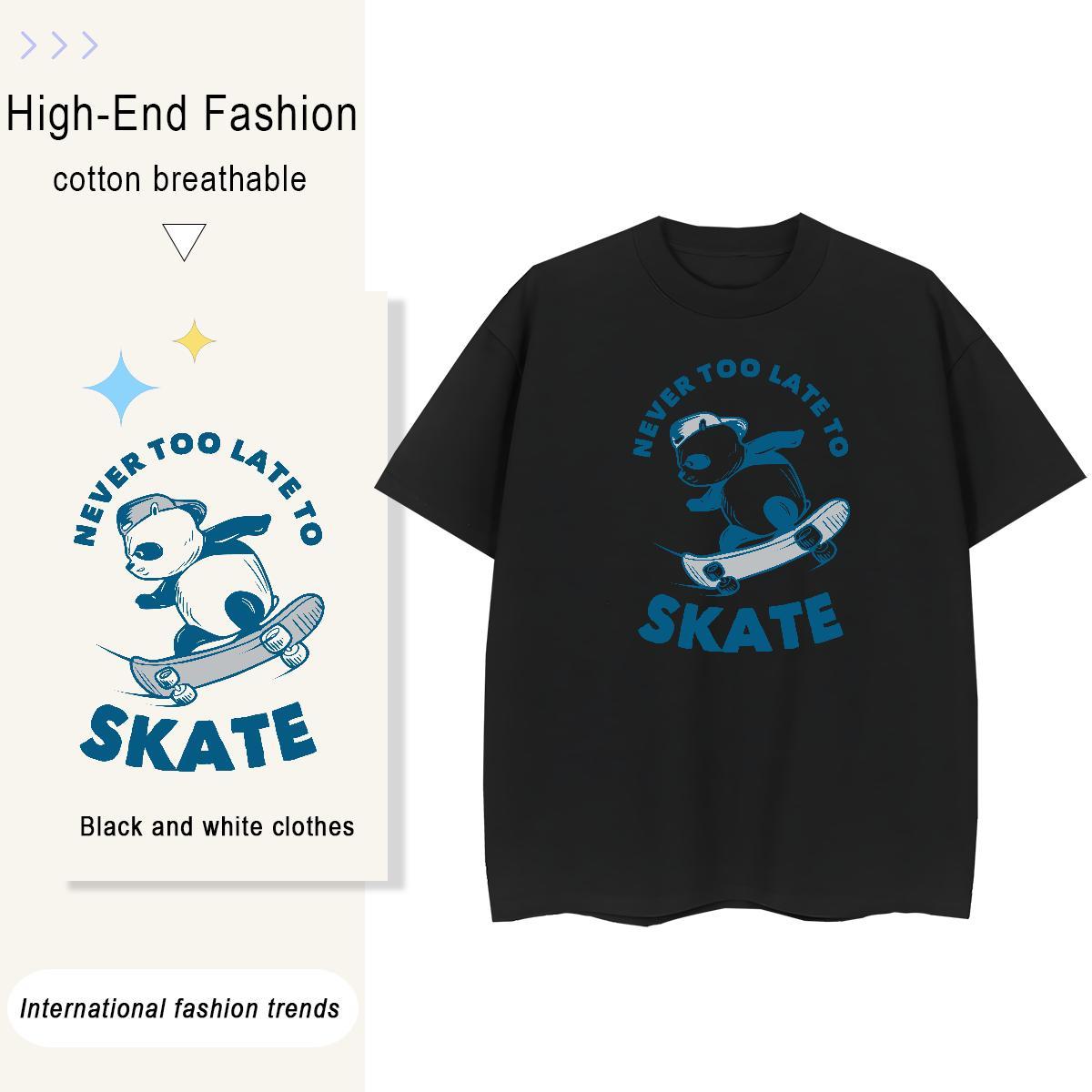 Loose fit Woman Tshirt 230g Pure Cotton letter Sports Casual T shirt O-Neck Short Sleeve Cartoon Anime Tee Shirt