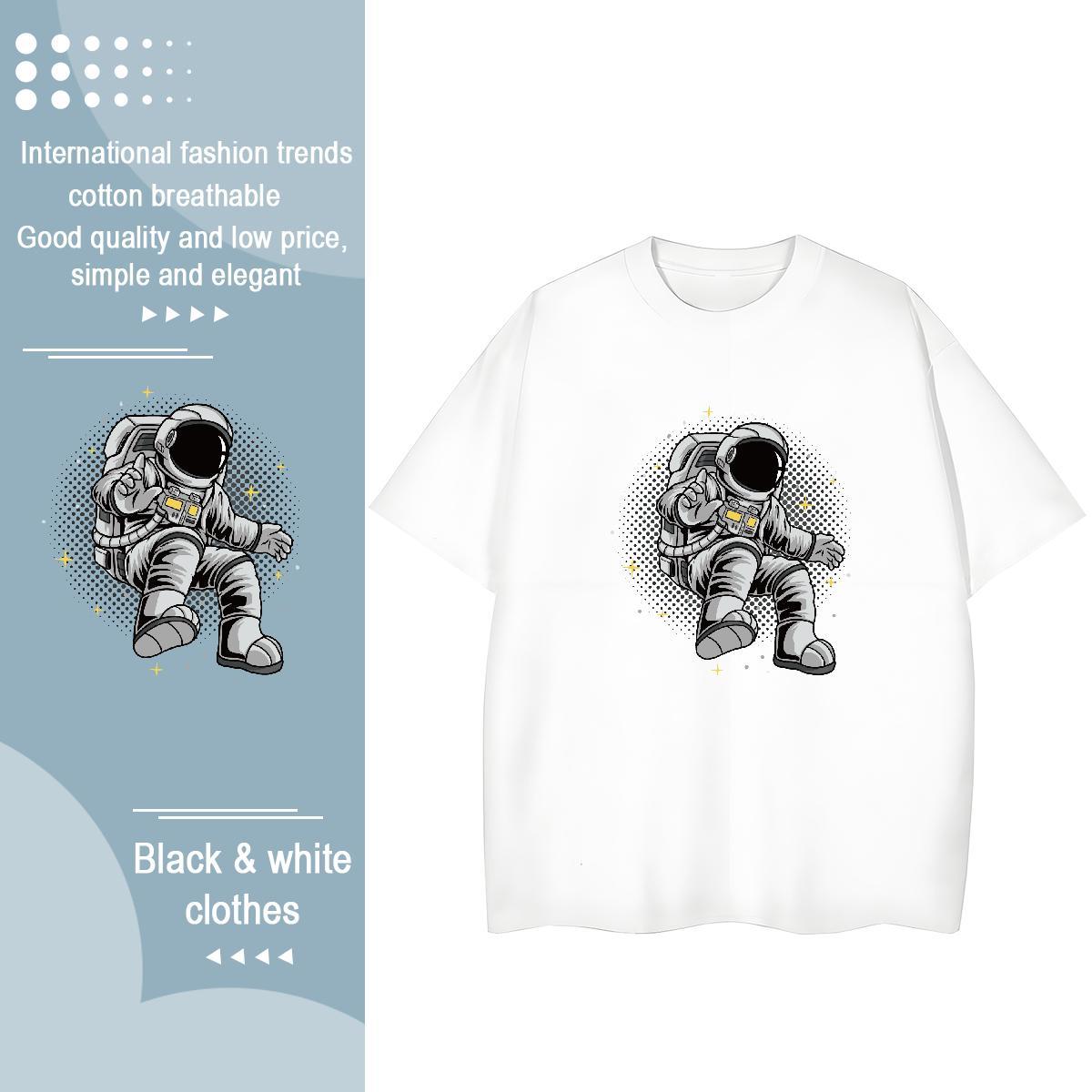 5A Lady T shirt 100% Cotton 230g cosmonaut Street Women T Shirts Round Neck Short Sleeve Skull Tees
