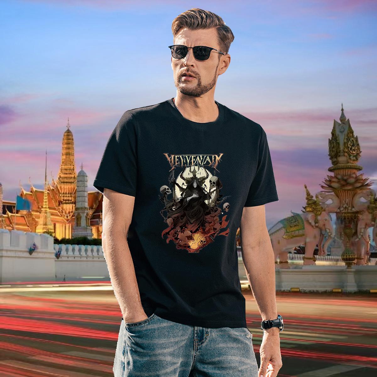 Cool T Shirt For Man 100% Cotton 230g skull Sport Custom Cartoon Breathable Men Tshirts 2024 Summer Tee Shirt