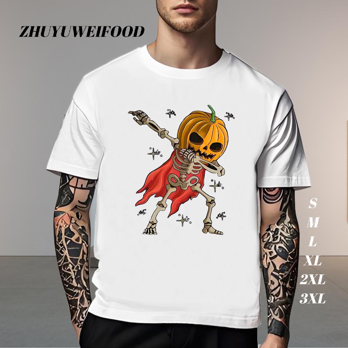 Soft T-Shirts for Men 100% Cotton 230g pumpkin High Street Hip Hop Custom Cartoon Short Sleeve Soft Men Tops Tees Classic Casual Wear