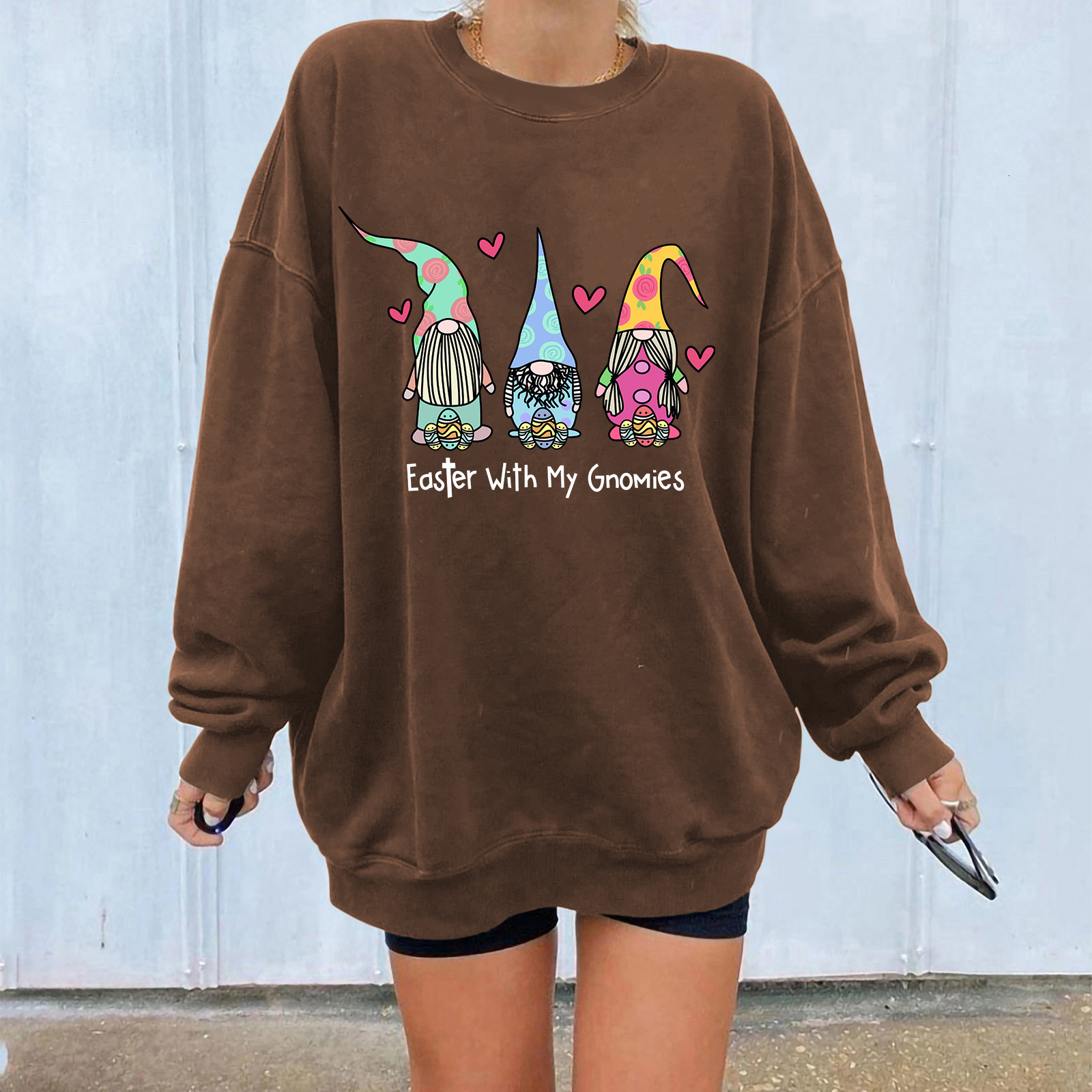 Loose shoulder sweatshirt with three Santa Claus letter prints, casual round neck, thick hoodie dongdumaoyi