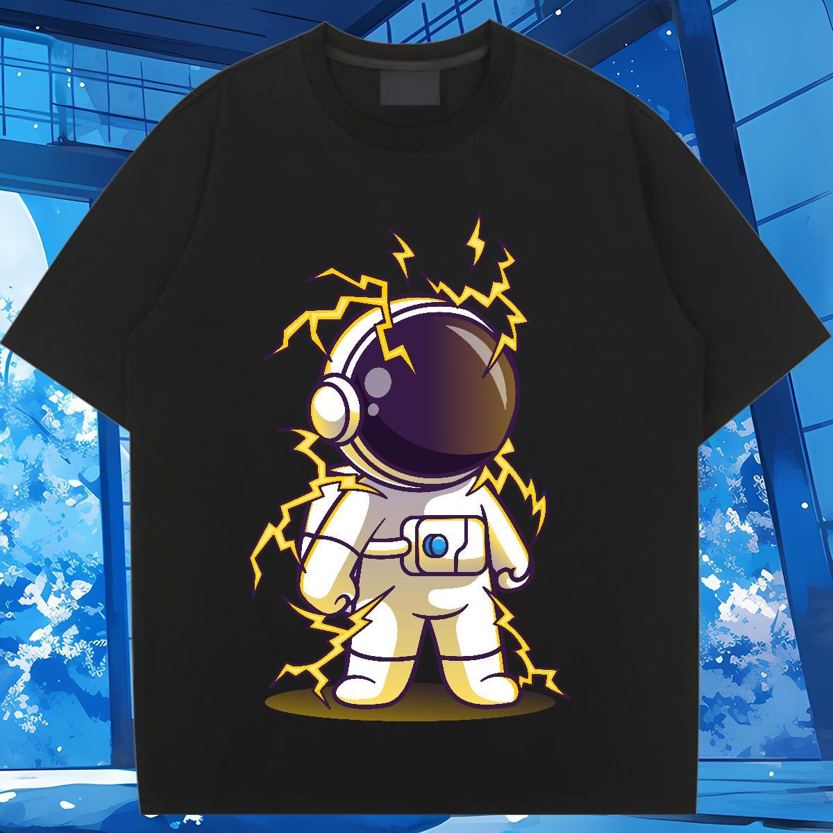 Nice Couples T Shirts 230g Cotton cosmonaut Casual Daily Wear T-Shirts O-Neck Short Sleeve Oversized L-4XL Tops