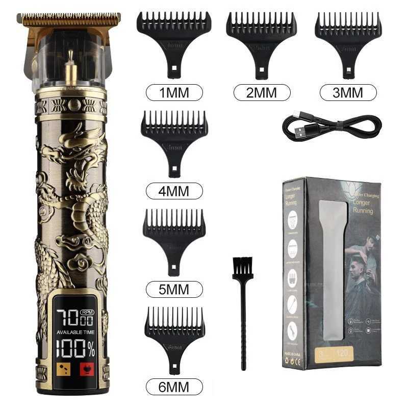 Electric Hair Clipper Professional Mens Hair Clipper LCD Display T-Blade Trimmer Zero Gap Cordless Rechargeable Mens Trimmer G W241227