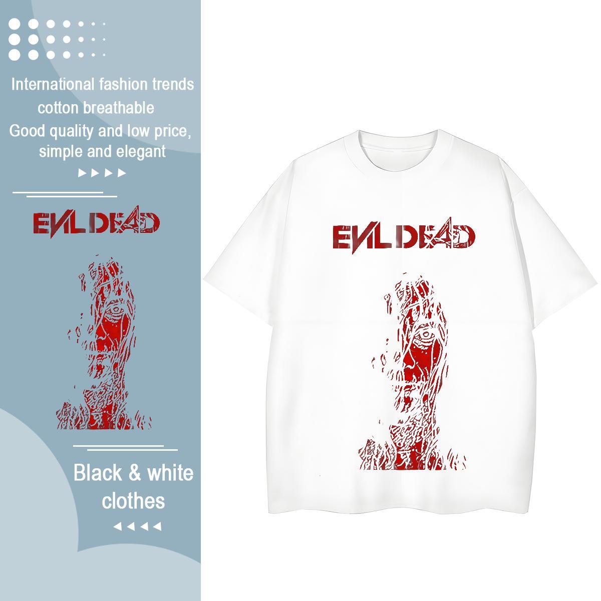 Free Shipping Women Tshirts 230g Pure Cotton scary Daily Outfit T-Shirts Crew Neck Anime Oversized Polos
