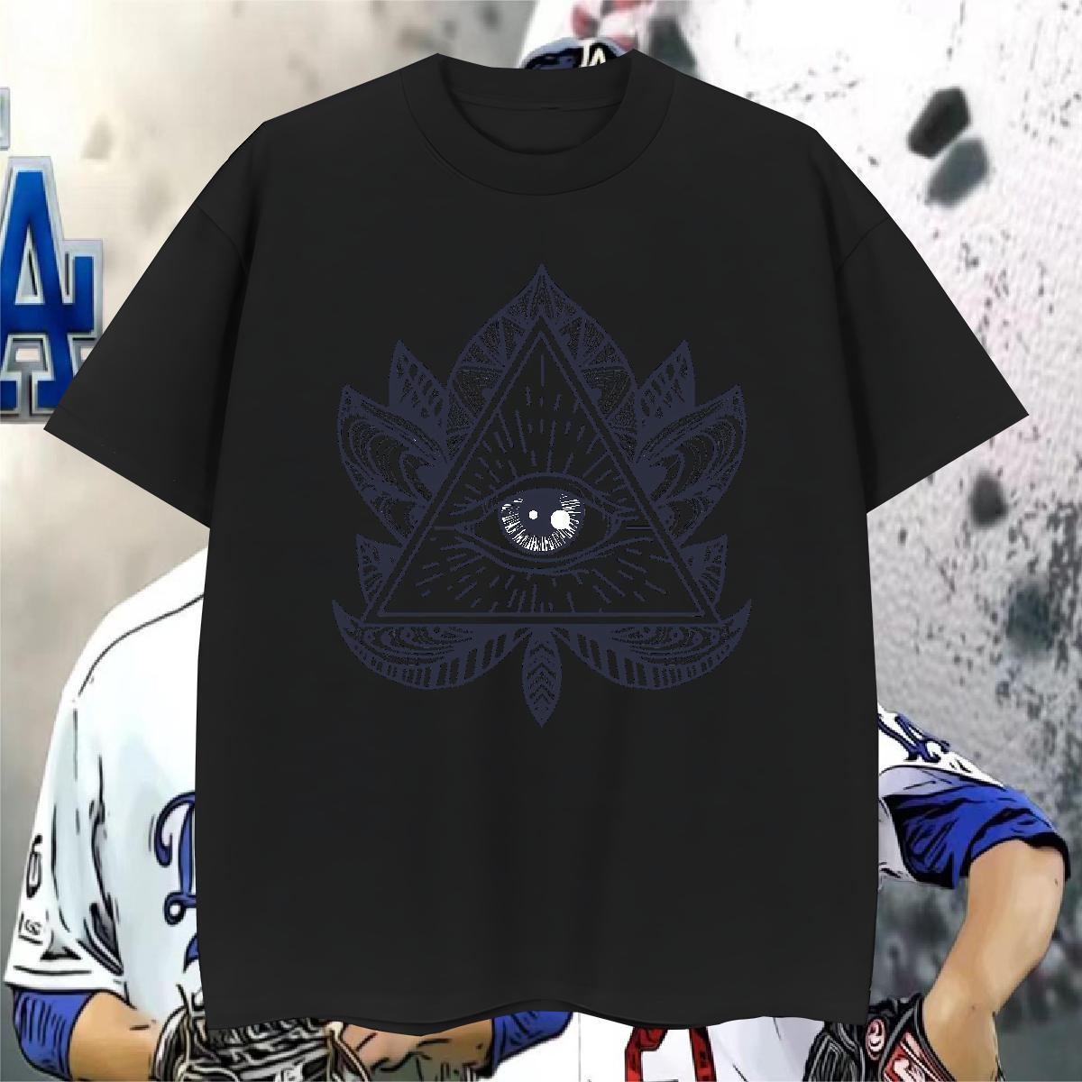 Wholesale T-Shirts 230g 100% Cotton eye of the devil Hip Hop Plus Size Cartoon O Neck Short Sleeves Mens Tshirts Fashion Tops Shirt
