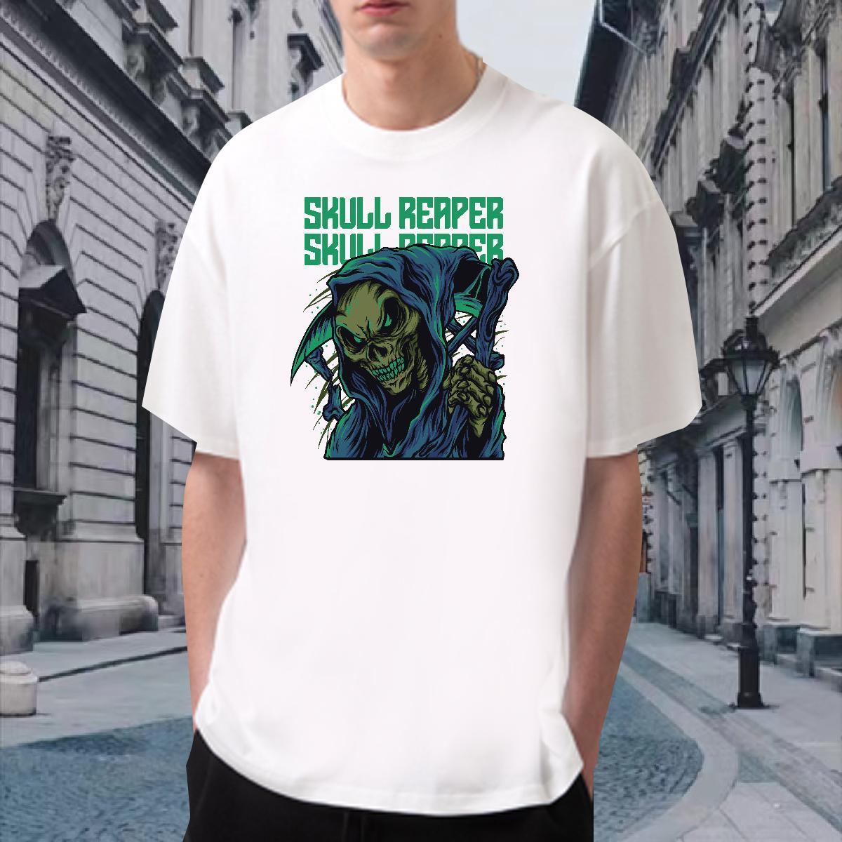 Cool Design T-Shirts for Men 230g Pure Cotton skull Street Casual Customized Print Breathable Crew Neck Mens Tshirts 2024 Designer Tops Tees