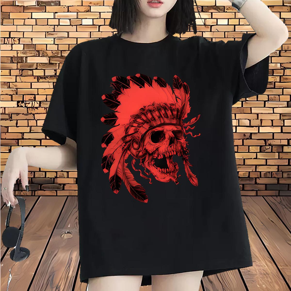 High quality Lady T shirt 230g Pure Cotton scary Casual Beach T-Shirts Round Neck Short Sleeve Customized Print Tees Shirts