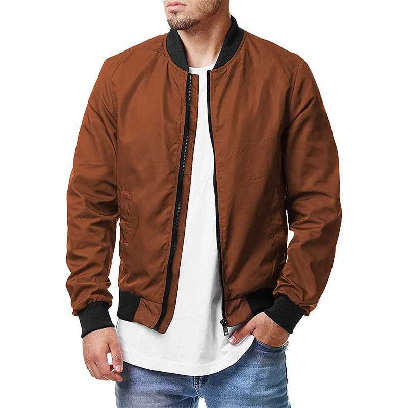 2024 autumn and winter mens stand up collar casual zipper jacket outdoor sports jacket windproof jacket mens waterproof bomber jacket W250103