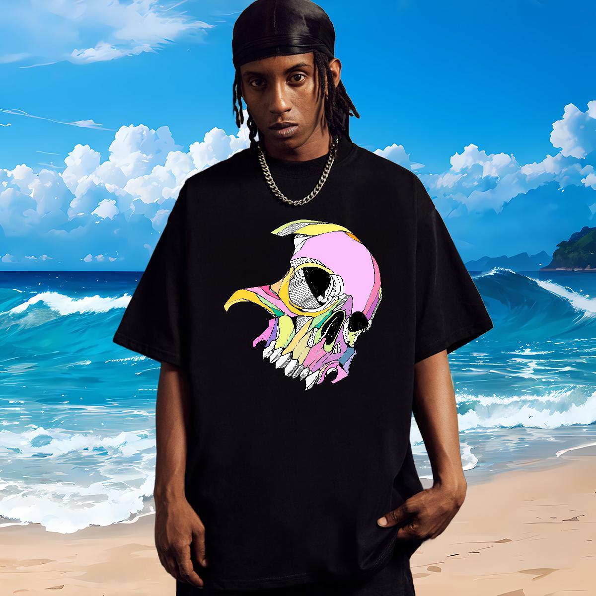 Designer Men T Shirts 100% Cotton 230g skull Summer Casual DIY Printed Breathable Crew Neck Couples T Shirts Casual New Clothes