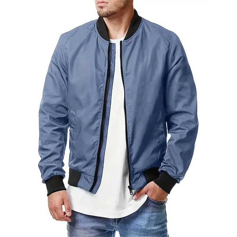 2024 autumn and winter mens stand up collar casual zipper jacket outdoor sports jacket windproof jacket mens waterproof bomber jacket W250103
