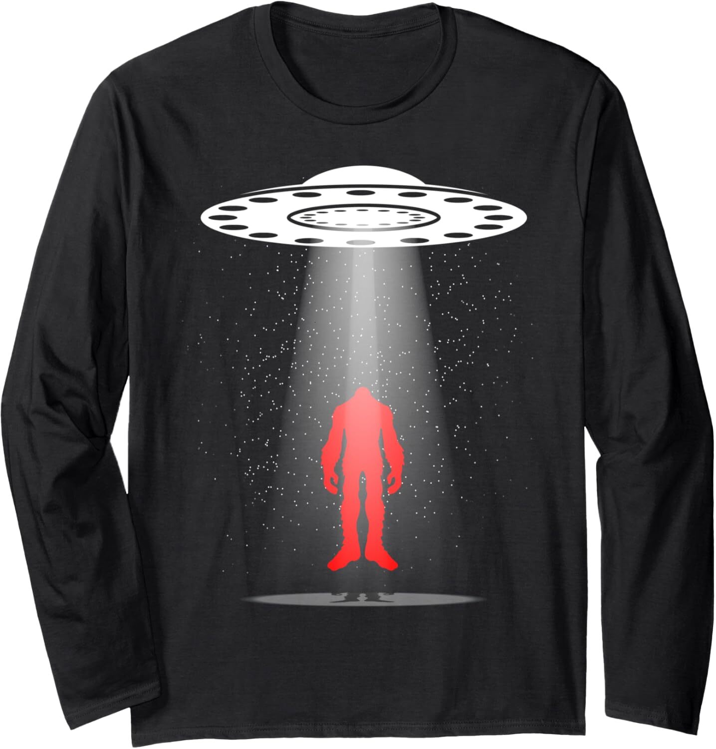 Long Sleeve Shirts for Men sweatshirt Funny Bigfoot & Alien Lovers Gift UFO Red Light Sasquatch Long Sleeve Tee Streetwear Casual tops clothes