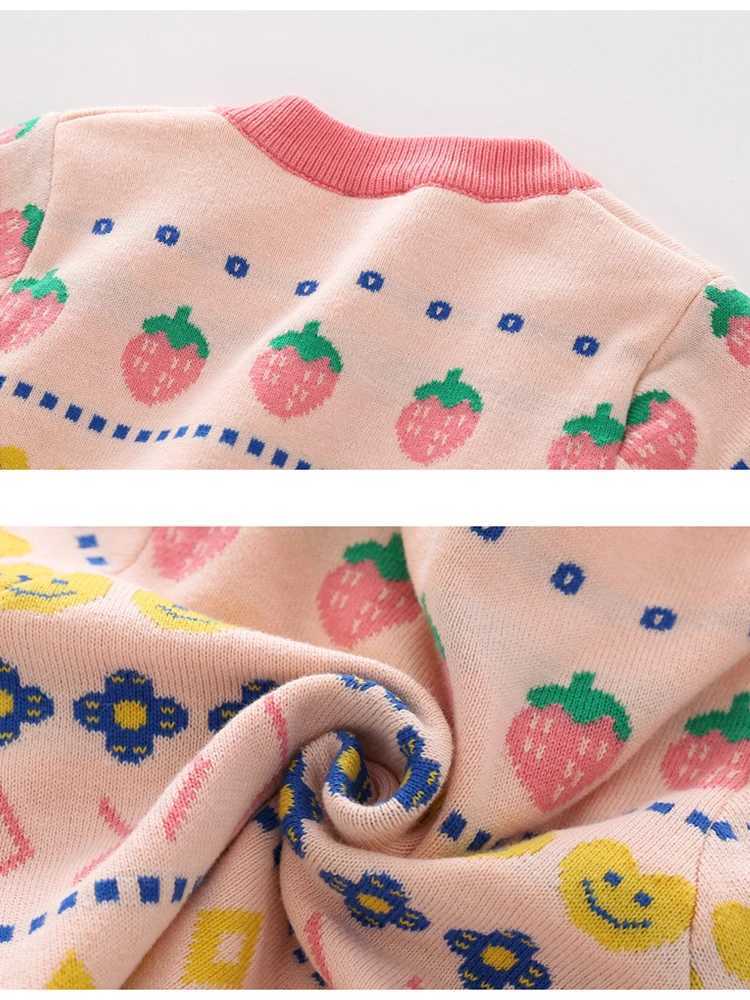 Childrens autumn and winter sweaters girls strawberry pattern childrens clothing girls sweaters knitted baby long sleeved warm knitted topsW240824