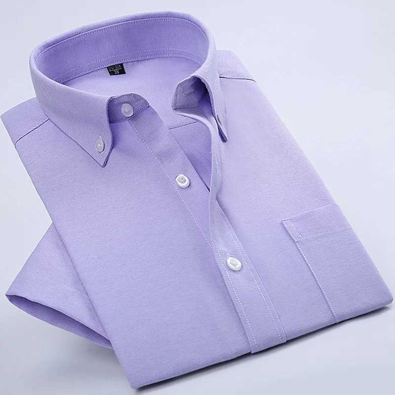 Mens white Oxford dress summer new short sleeved button down shirt mens business casual chemistry Homme Camisa 4XL M240826