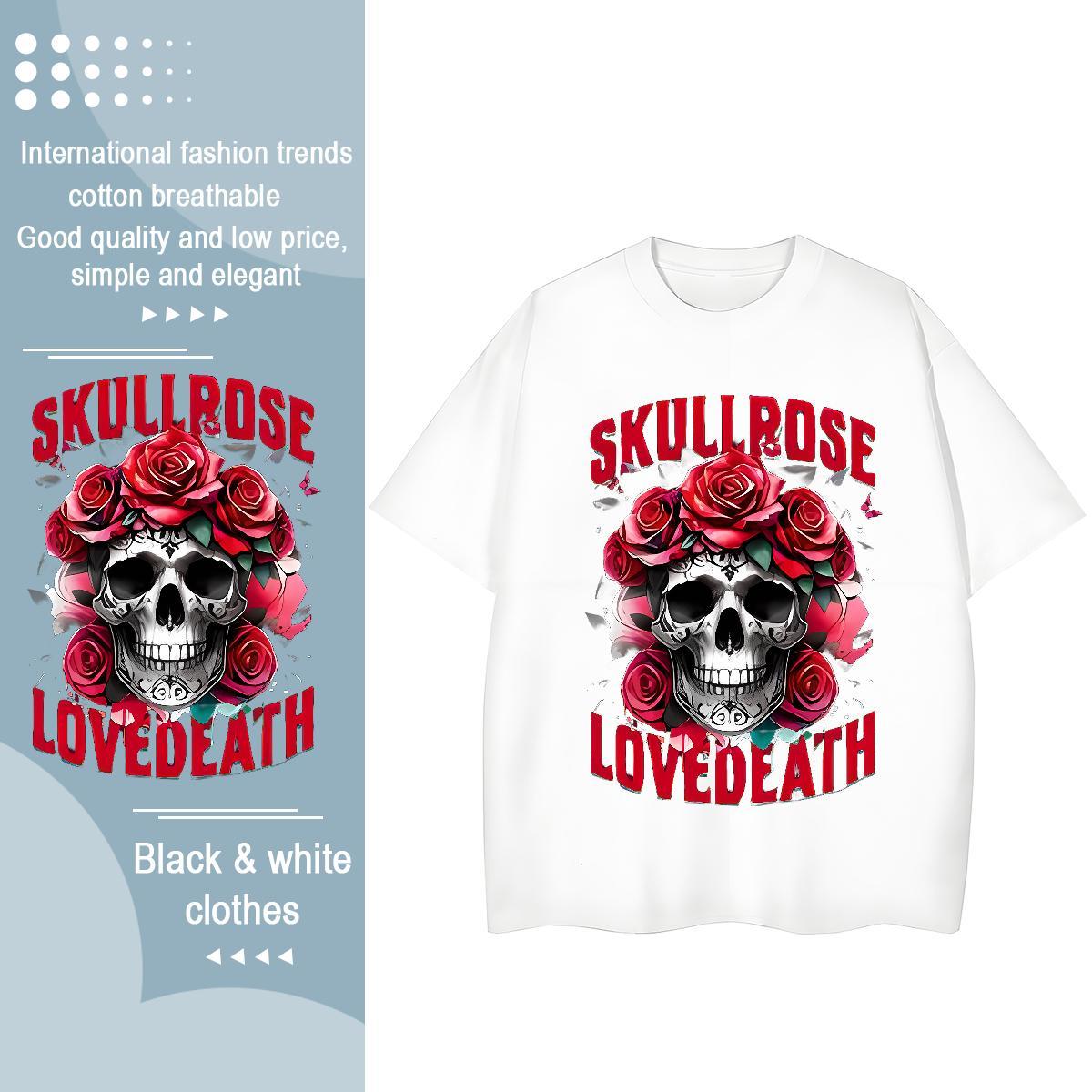 Popular T-Shirts 230g 100% Cotton skull Daily Outfit Custom Big Size Short Sleeve O-Neck Men Tops Tees New Clothings