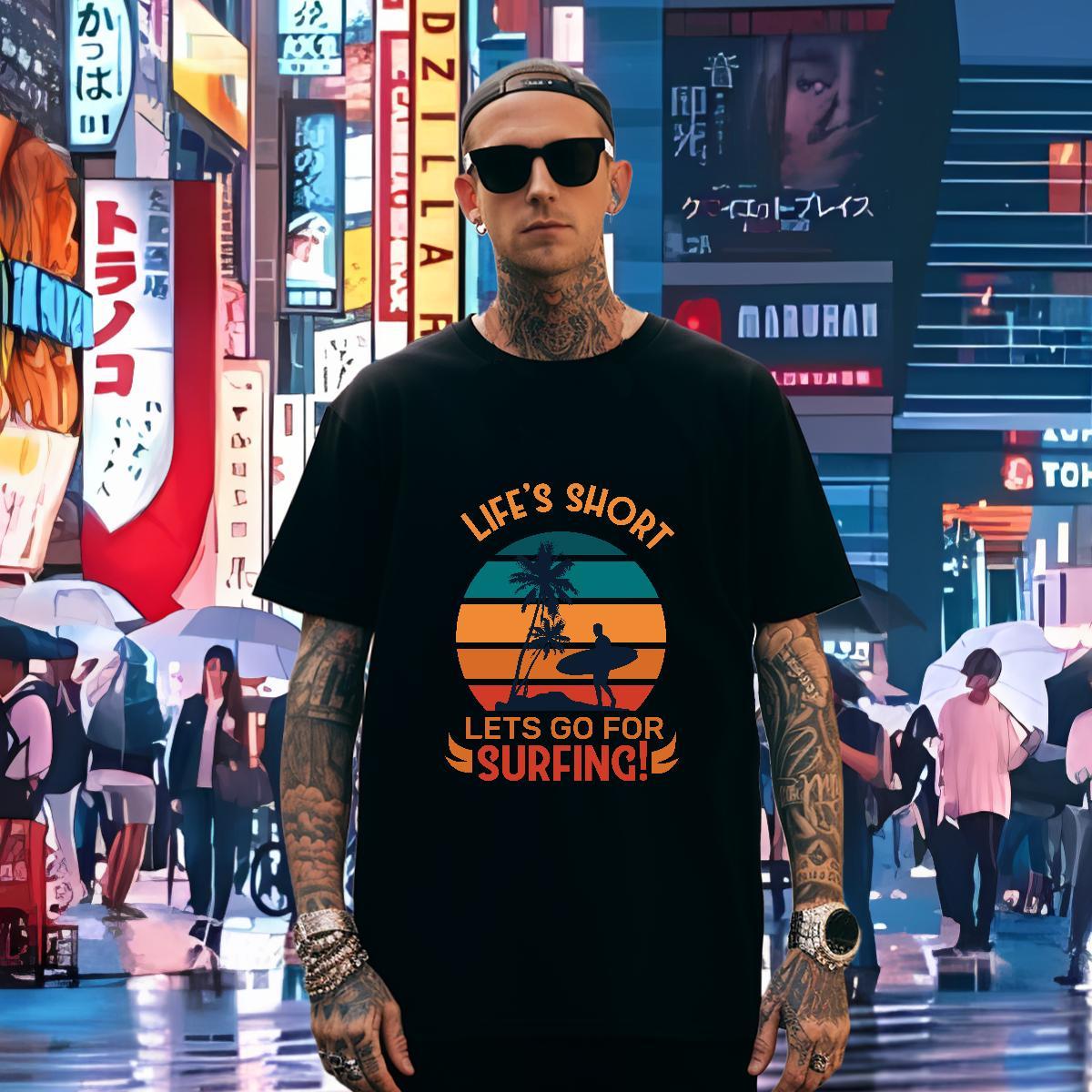 Popular T shirt 230g Cotton beach Street wear Hip Hop Custom Printing Breathable Crew Neck Couples T Shirts Stylist Clothings