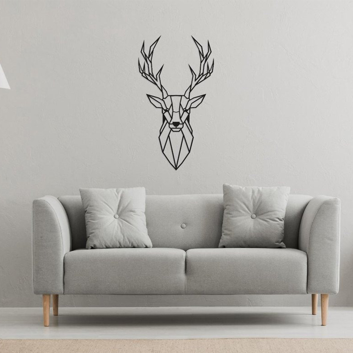 Deer Head Silhouette Wall Decoration Deer Metal Wall Sculpture Geometric Metal Wall Hanging Artwork