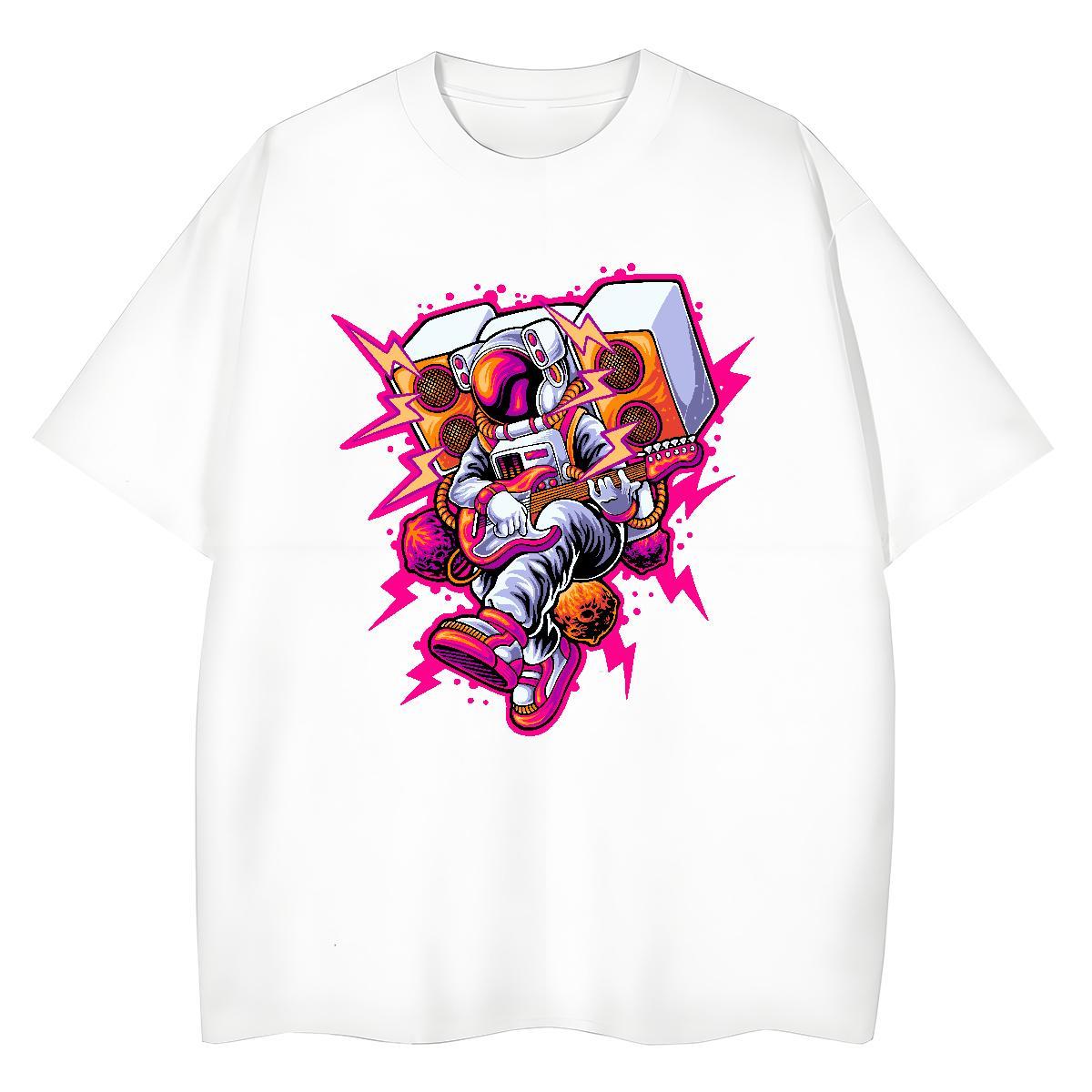 5A Lady T shirt 100% Cotton 230g cosmonaut Street Wear Woman T Shirts Crew Neck Breathable DIY Anime Top Shirts