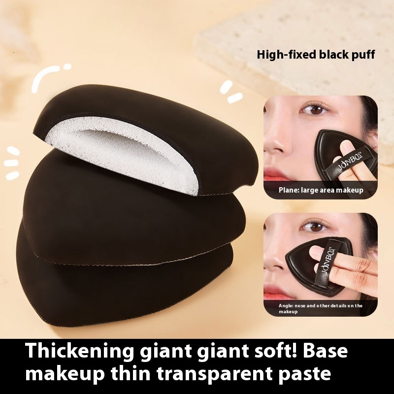 Black Cotton Candy Triangular Makeup Sponge - Perfect for Both Dry and Wet Applications